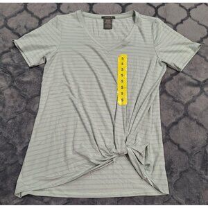 NEW Matty M Womens V-Neck Striped Knot-Front T-Shirt/Sz. S